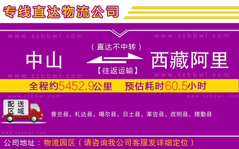 中山到西藏阿里地區(qū)物流專線
