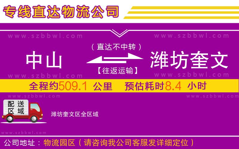 中山到濰坊奎文區(qū)物流公司